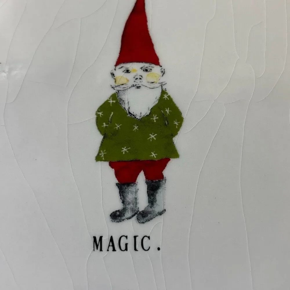 Rae Dunn Christmas platter Magic Merry Mischief 3 elf elves plate tray +2 plates